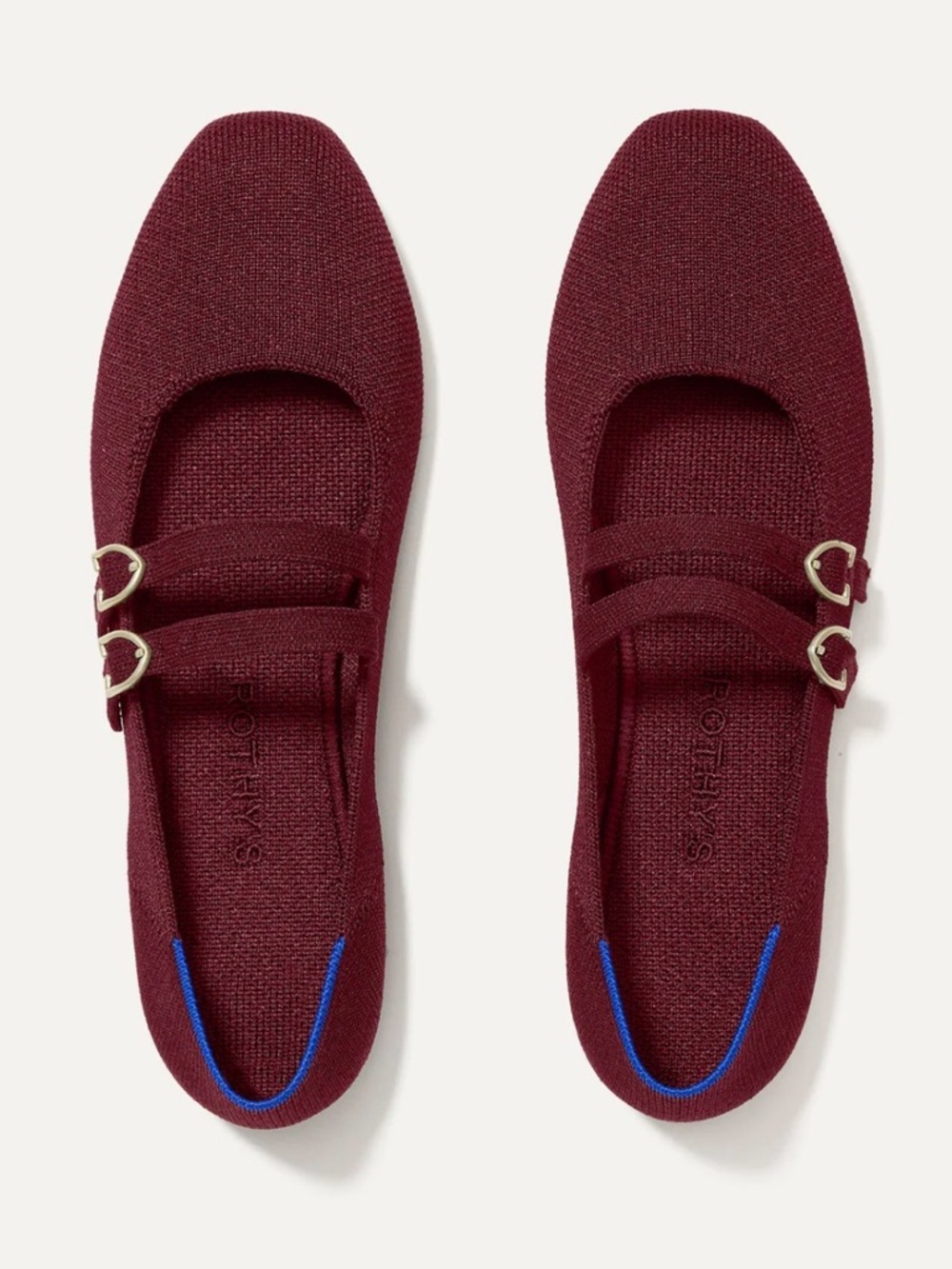 Rothy's Cabernet Double-Buckle Mary Jane Knit Flats, 9.5